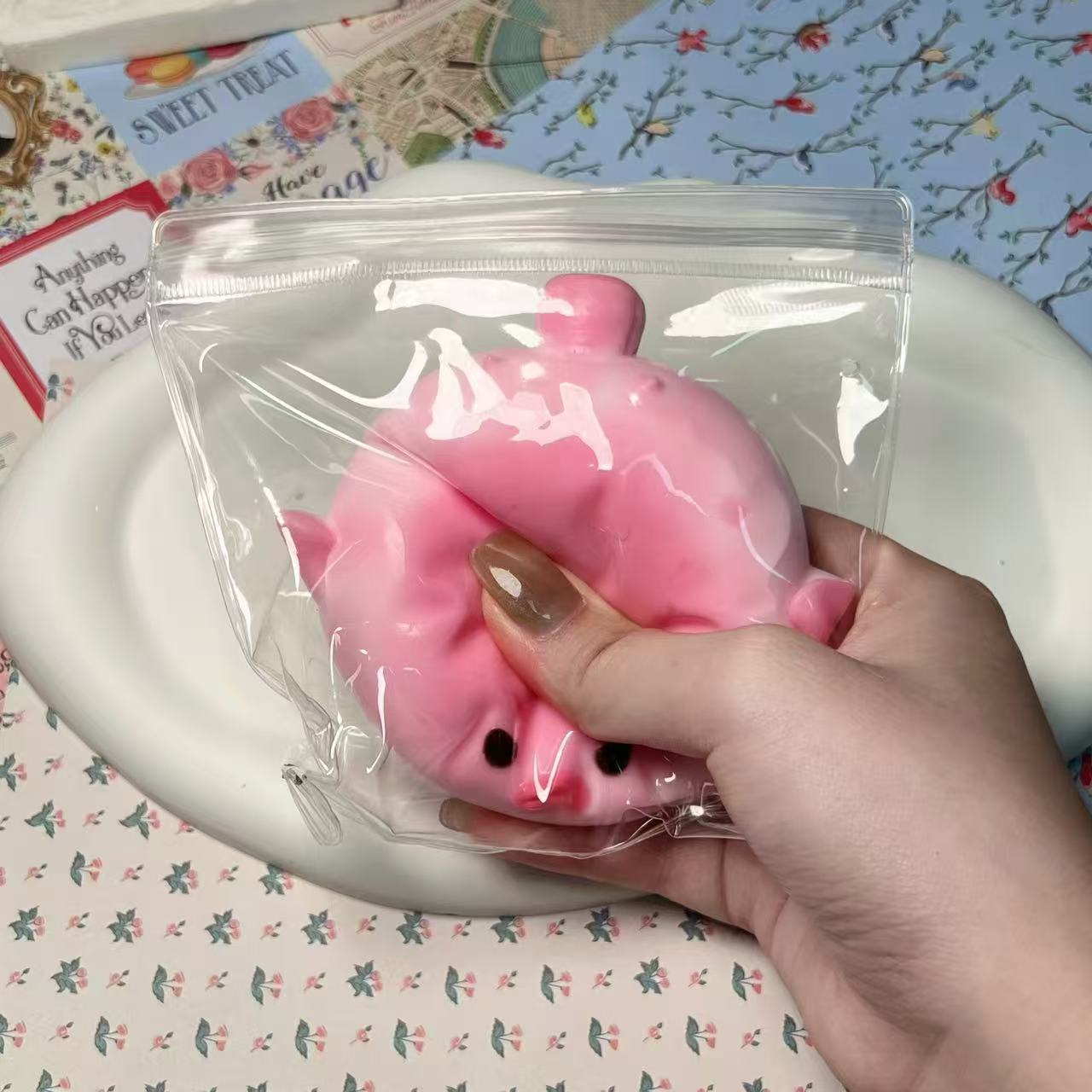 Pink Angry Dolphin Taba Squishy Toy